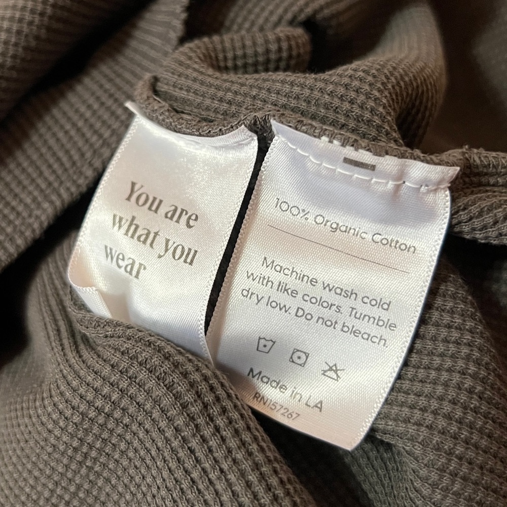 Mate The Label | Organic Thermal Crew Neck Shirt Pullover Top Charcoal Size XS - Picture 10 of 10